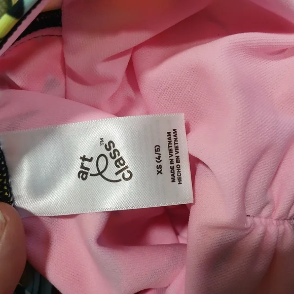 Art Class Floral Kids Swimsuit - Pink and Black - Picture 2 of 4